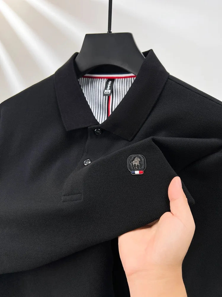 Men’s Polo Shirt Cotton Long Sleeve Business Casual Casual