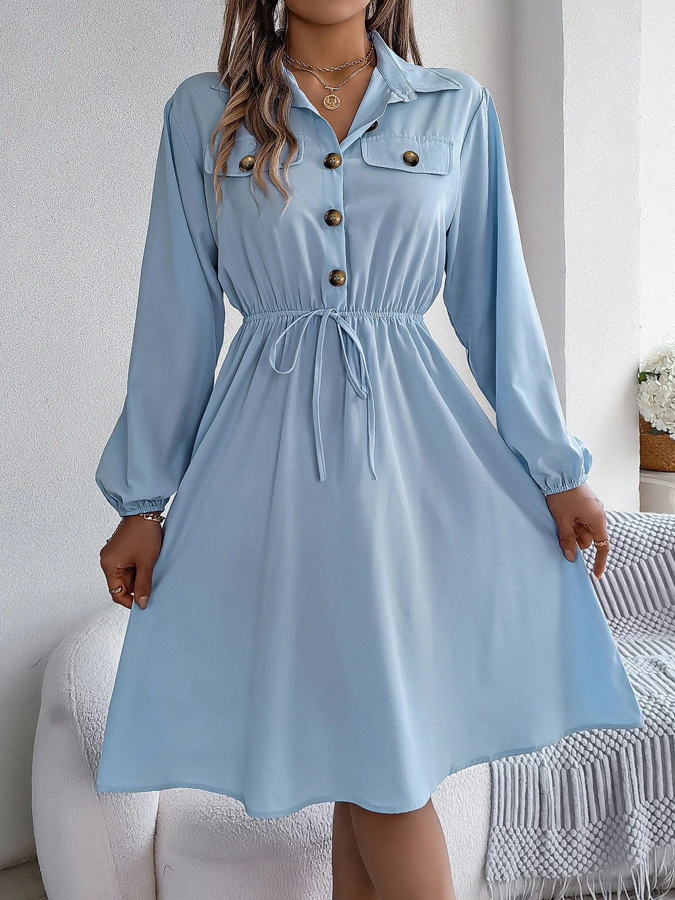 Women’s Dress Long Sleeve Casual Solid Color