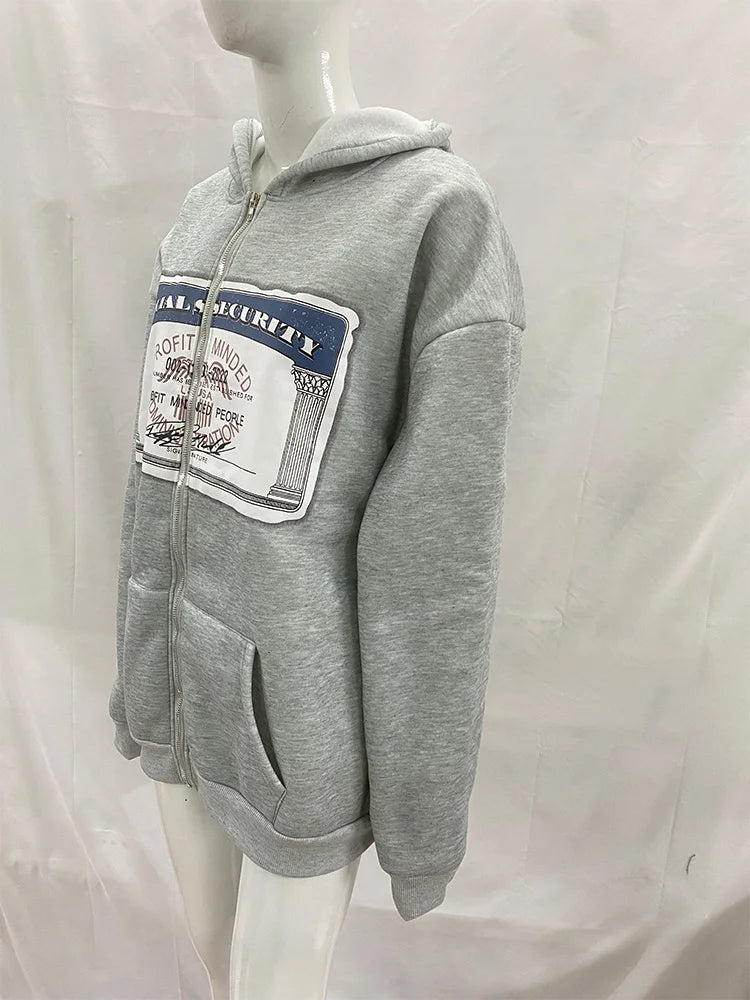 Men’s Hoodie Zip-Up Warm Casual Graphic