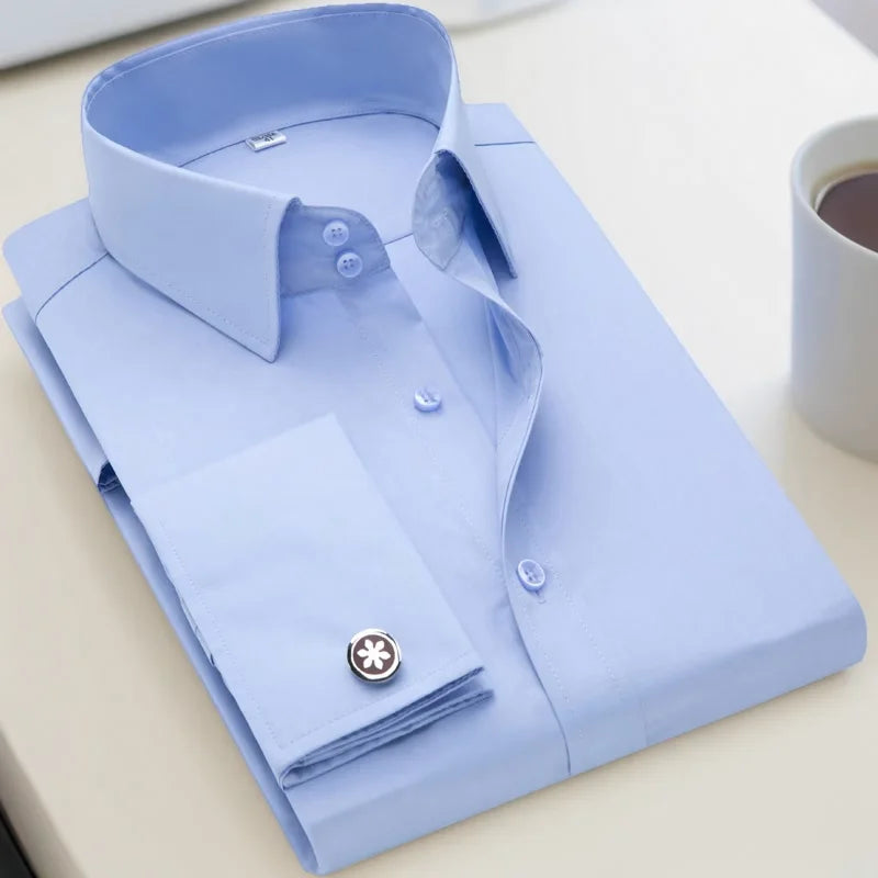 Men’s Shirt Long Sleeve Formal Slim Fit Solid Color