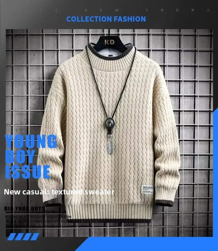 Men’s Sweatshirt Crewneck Pullover Warm Casual Solid Color Autumn