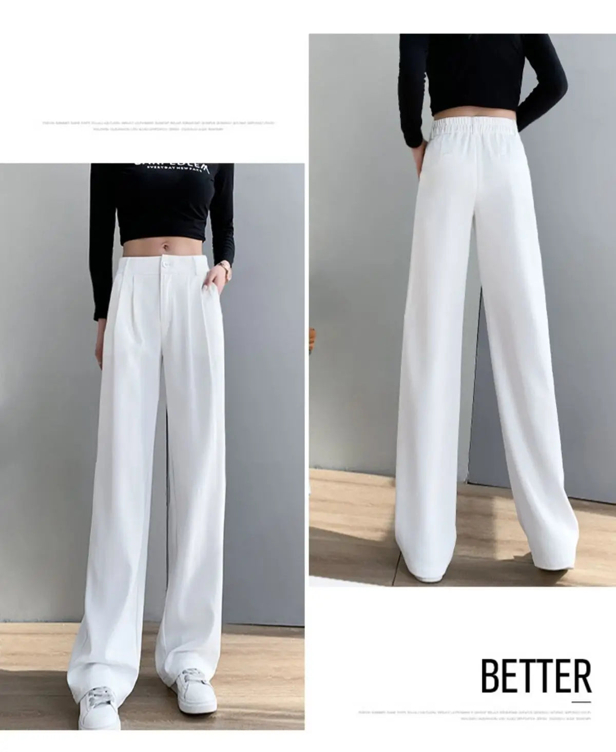 Women’s Trousers High Waist Wide Leg Straight Leg Casual