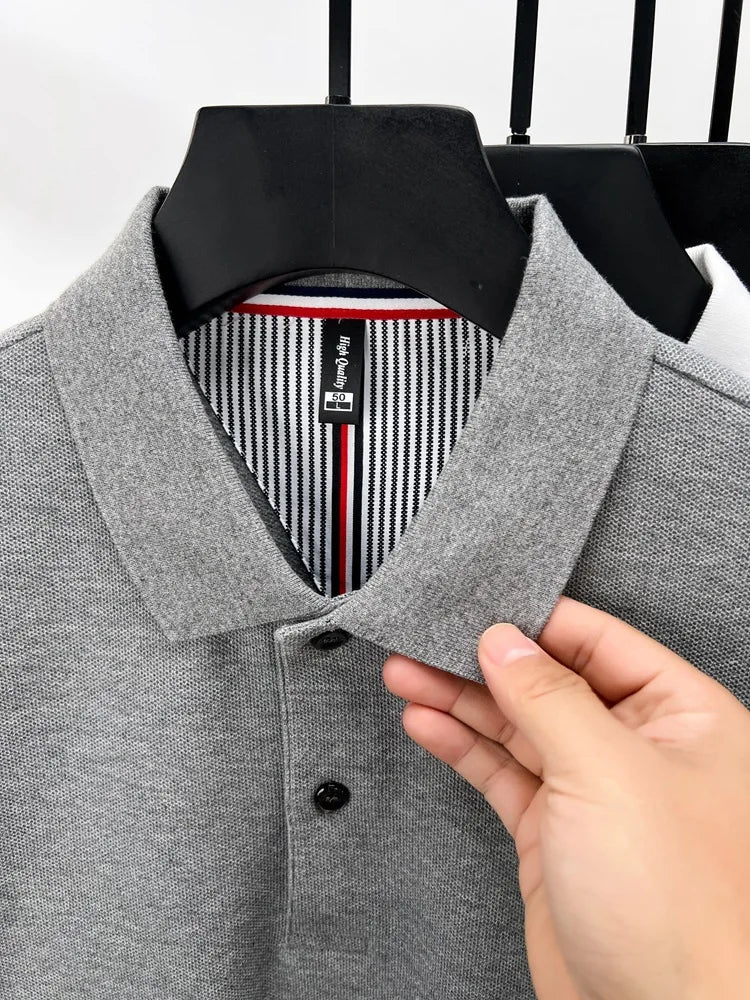 Men’s Polo Shirt Cotton Long Sleeve Business Casual Casual