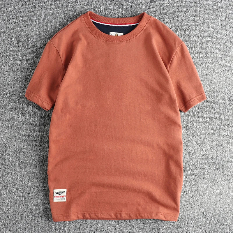 Men’s T-Shirt Short Sleeve Cotton Casual Solid Color