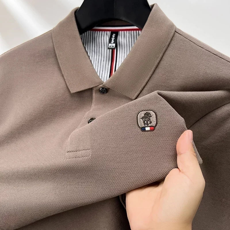 Men’s Polo Shirt Cotton Long Sleeve Business Casual Casual