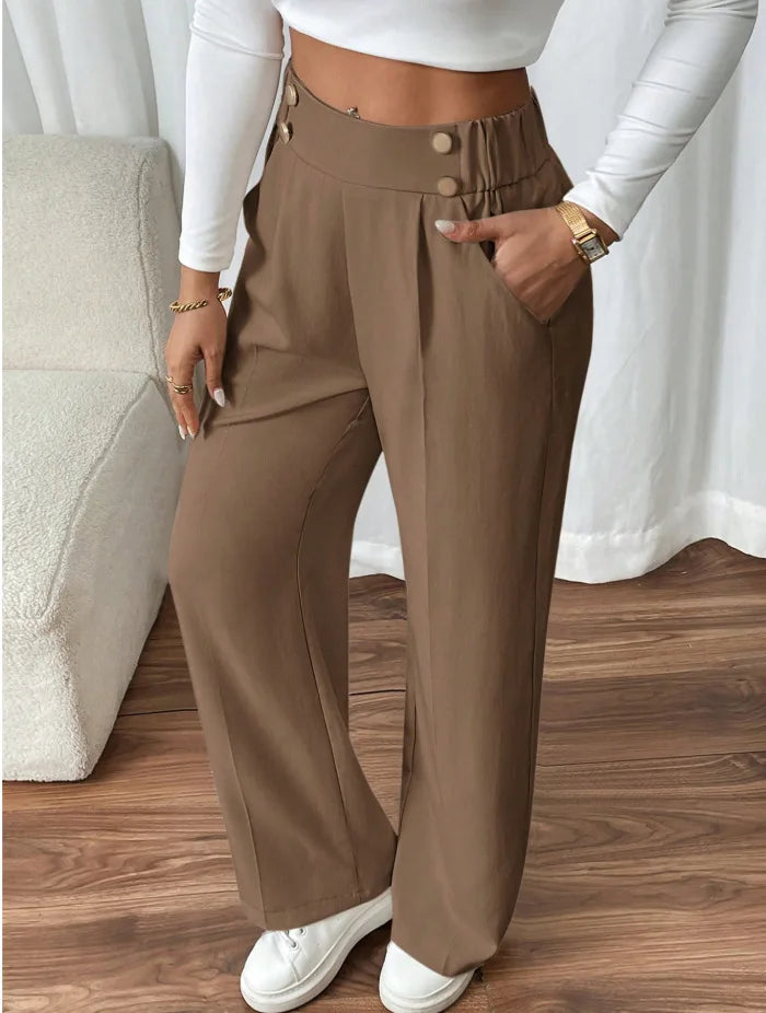 Women’s Trousers High Waist Straight Leg Relaxed Fit Casual