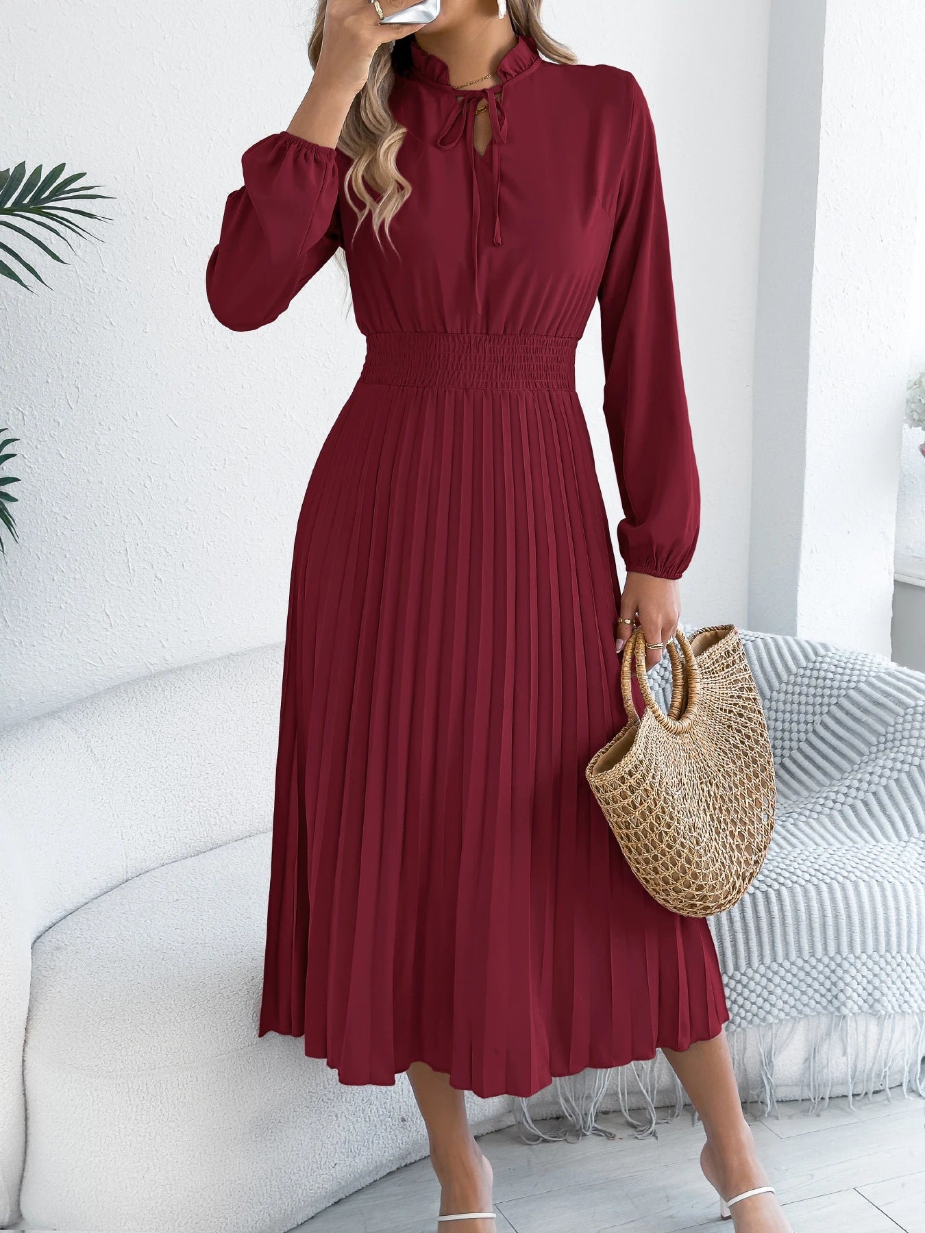 Women’s Dress Maxi V-Neck Casual Solid Color