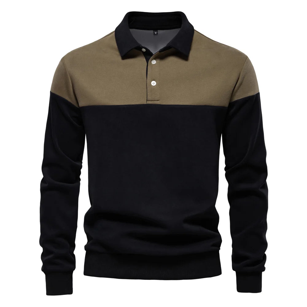 Men’s Polo Shirt Cotton Long Sleeve Business Casual Casual