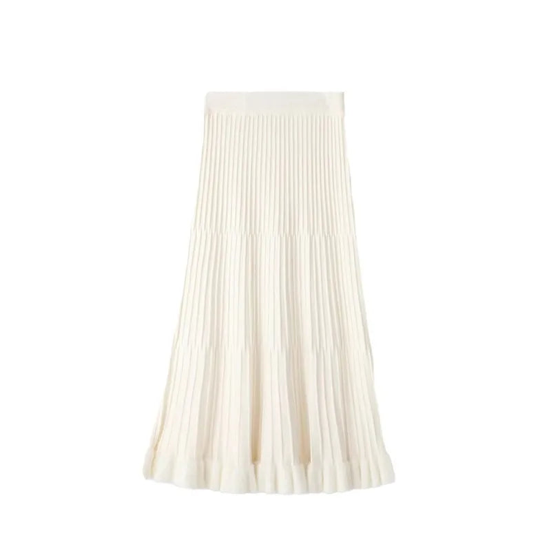 Women’s Skirt High Waist Elastic Waist A-Line Solid Color