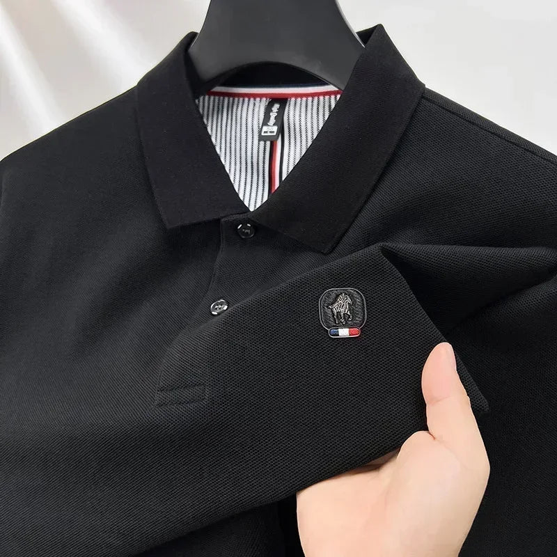 Men’s Polo Shirt Cotton Long Sleeve Business Casual Casual