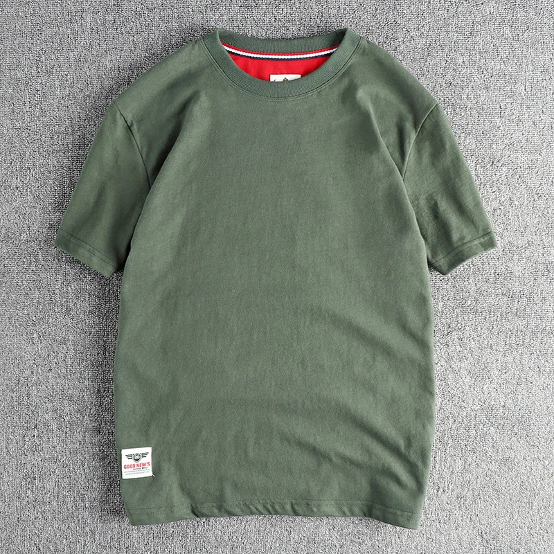 Men’s T-Shirt Short Sleeve Cotton Casual Solid Color