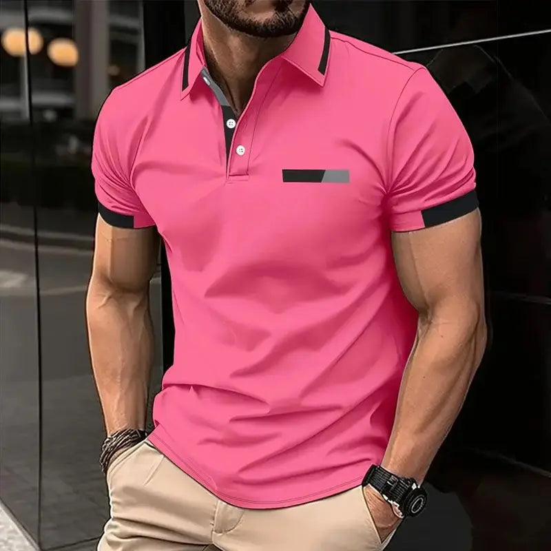 Men’s Polo Shirt Short Sleeve Summer Breathable Solid Color Fashion