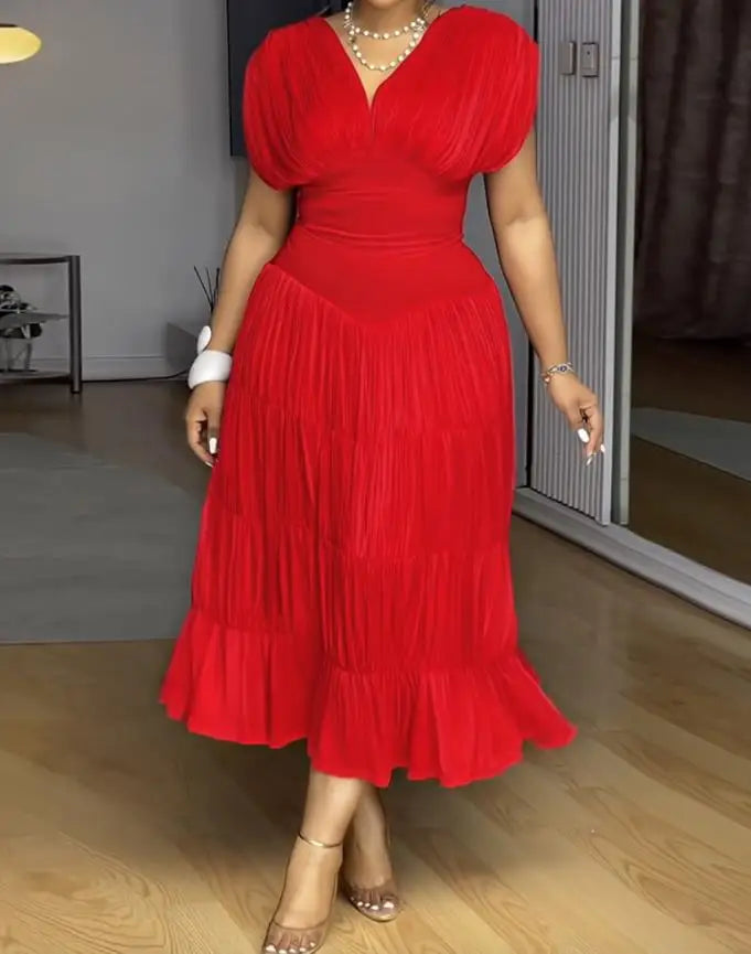 Women’s Dress Midi Sleeveless V-Neck Casual