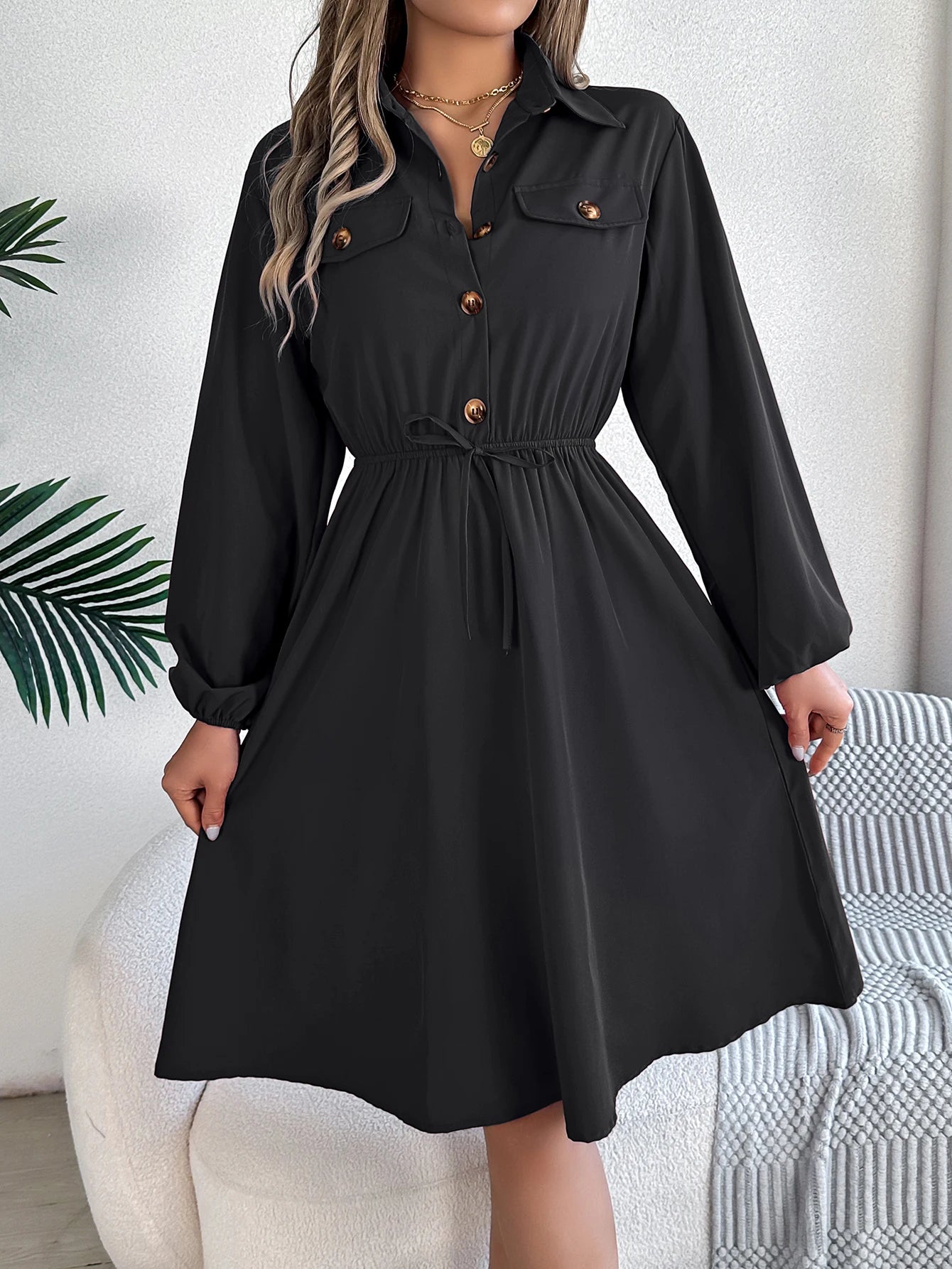 Women’s Dress Long Sleeve Casual Solid Color