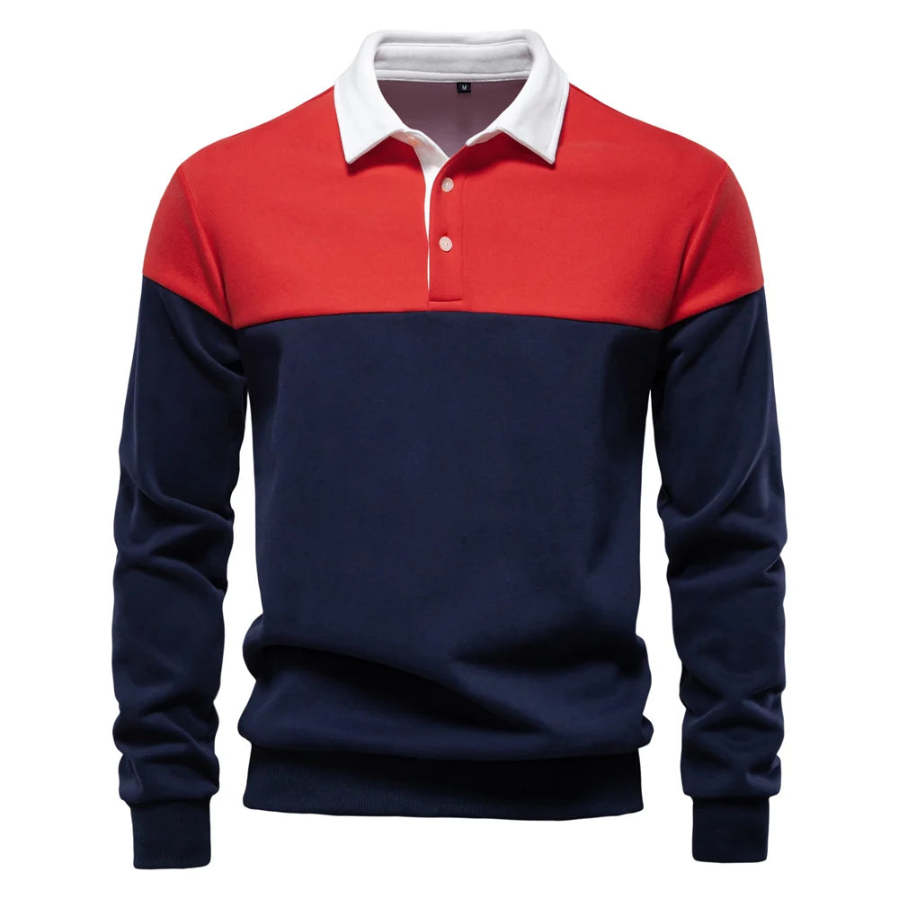 Men’s Polo Shirt Cotton Long Sleeve Business Casual Casual