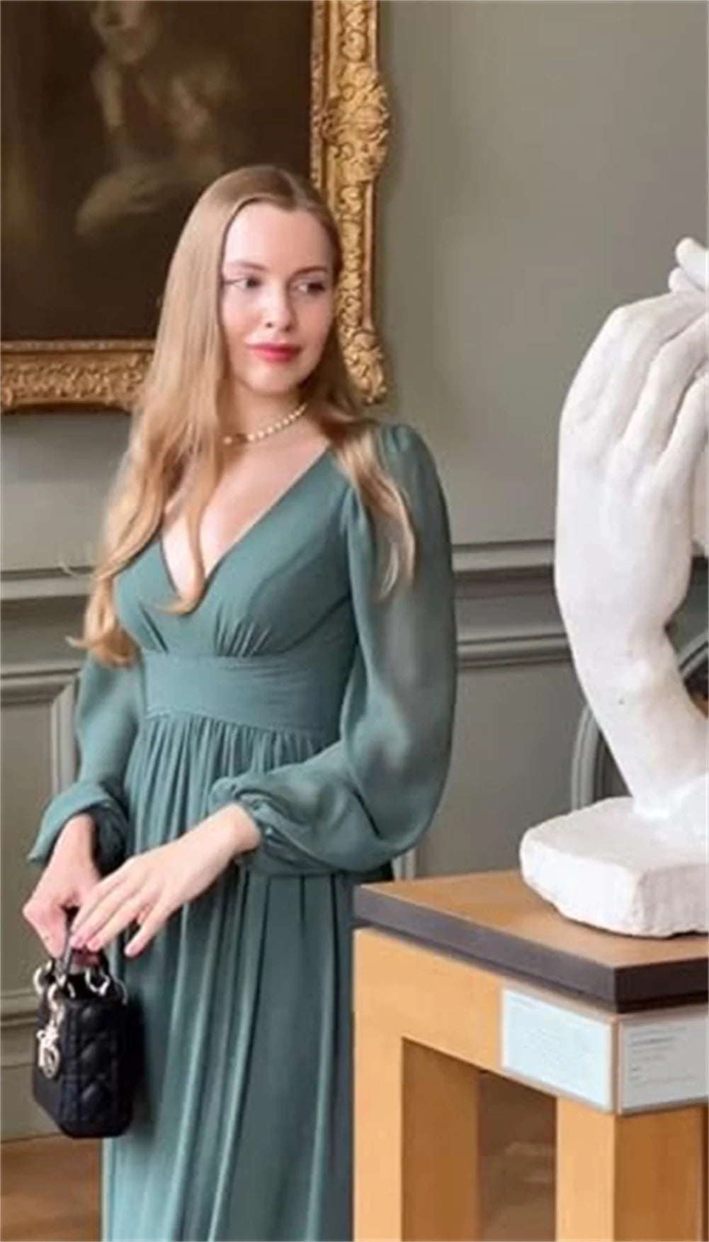 Women’s Dress Long Sleeve V-Neck Chiffon Formal