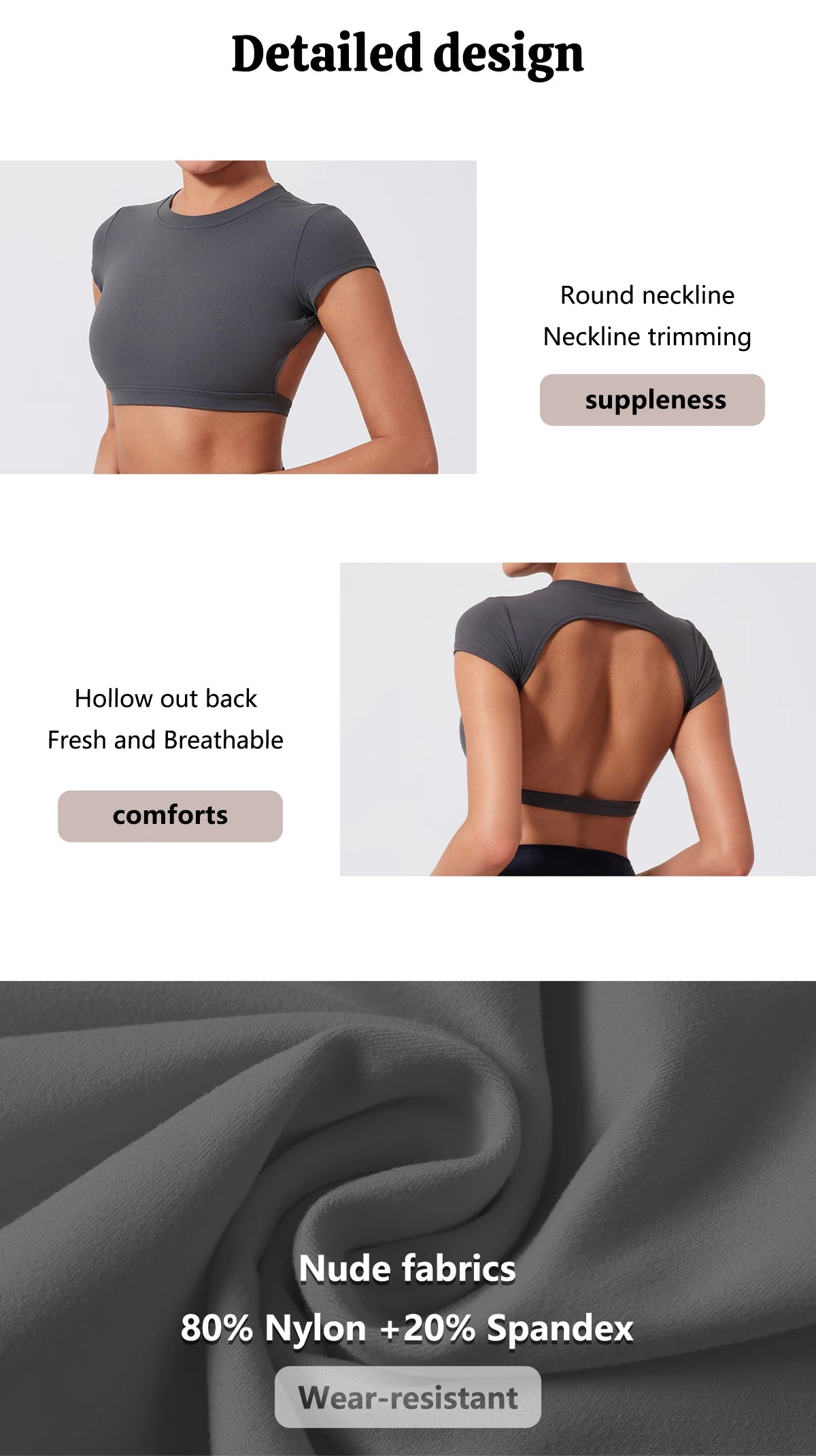 Women’s Gym Top Crop Top Moisture Wicking Athletic