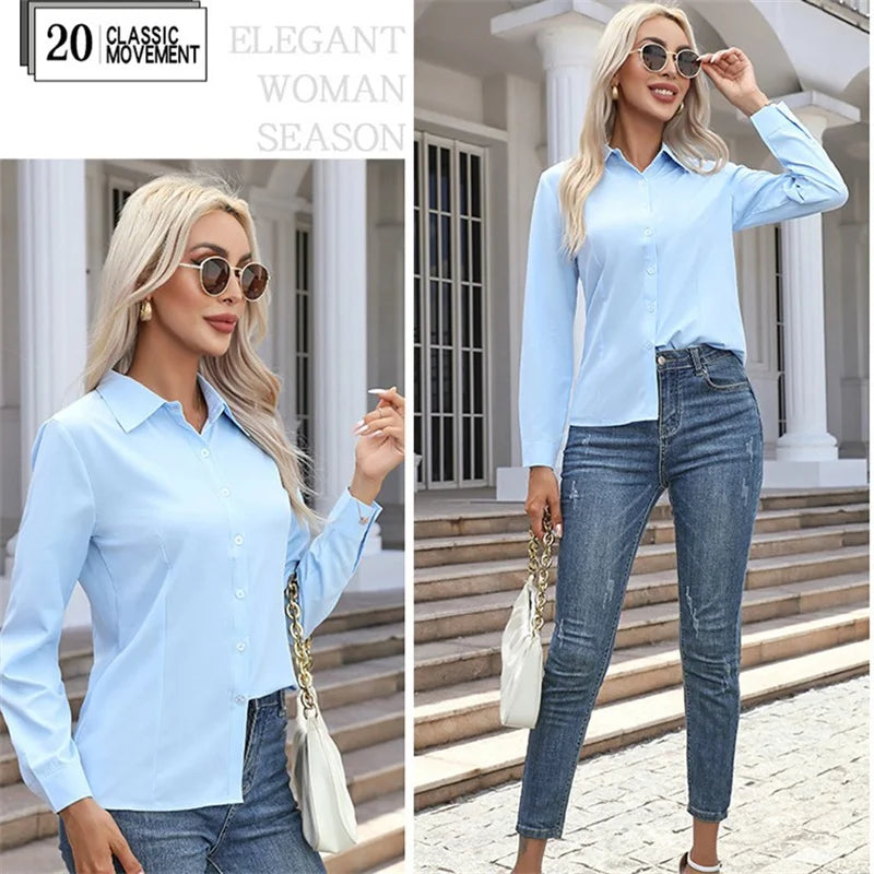 Women’s Top Blouse Long Sleeve Casual Solid Color