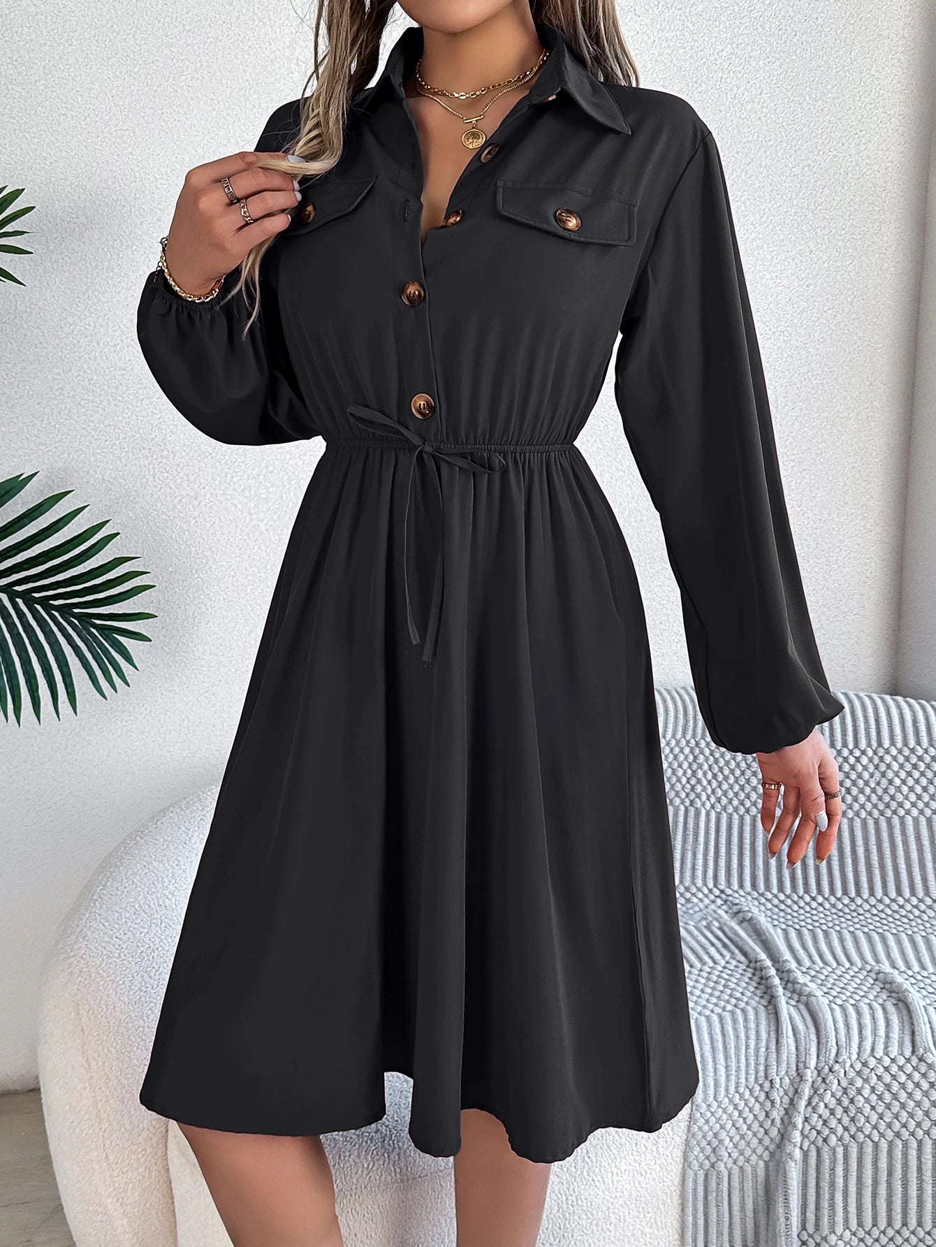 Women’s Dress Long Sleeve Casual Solid Color