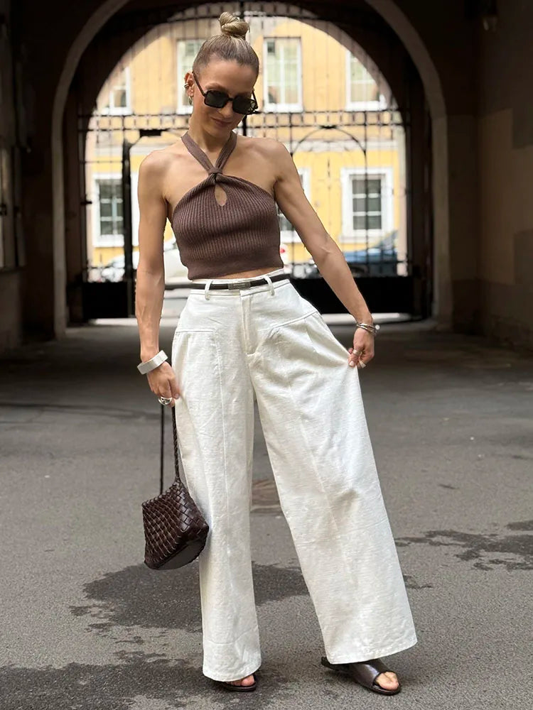 Women’s Trousers High Waist Wide Leg Straight Leg Relaxed Fit