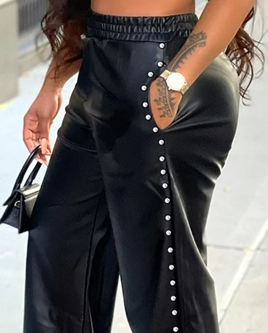 Women’s Trousers High Waist Wide Leg Relaxed Fit Casual