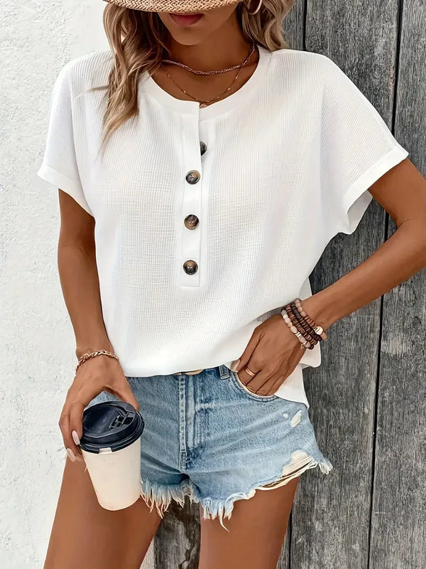 Women’s Top T-Shirt Short Sleeve Casual Solid Color