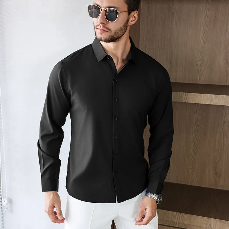 Men’s Shirt Long Sleeve Casual Formal Solid Color