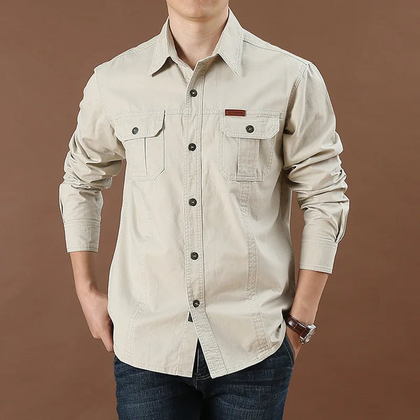 Men’s Shirt Long Sleeve Cotton Casual Solid Color