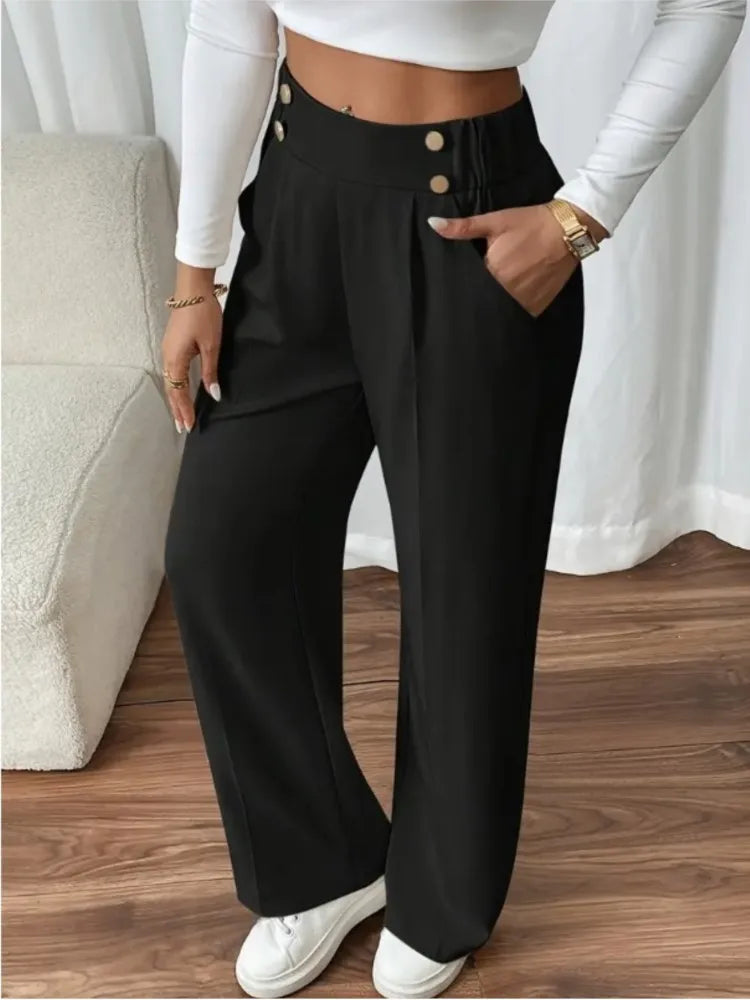 Women’s Trousers High Waist Straight Leg Relaxed Fit Casual