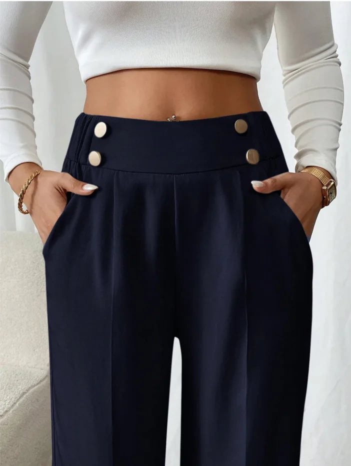 Women’s Trousers High Waist Straight Leg Relaxed Fit Casual