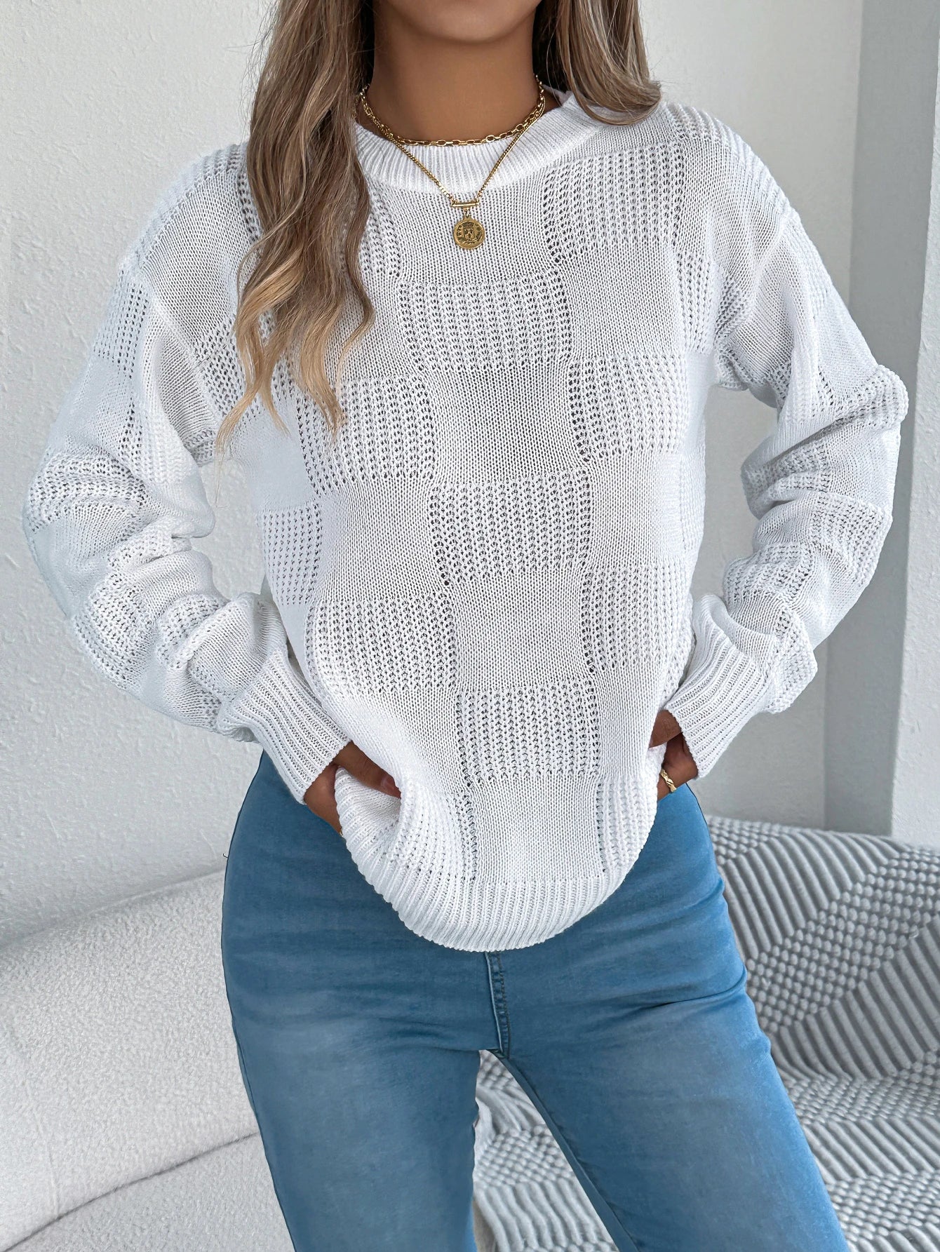 Women’s Top Long Sleeve Solid Color Stretchy Casual
