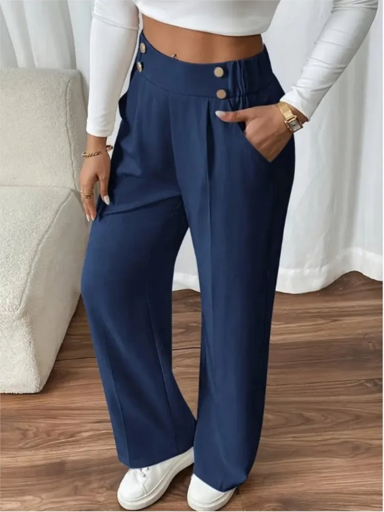 Women’s Trousers High Waist Straight Leg Relaxed Fit Casual