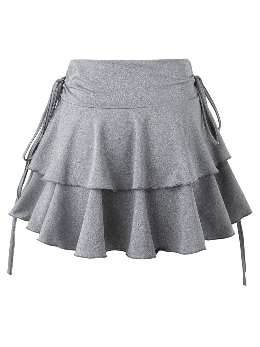 Women’s Skirt High Waist Elastic Waist Summer Solid Color