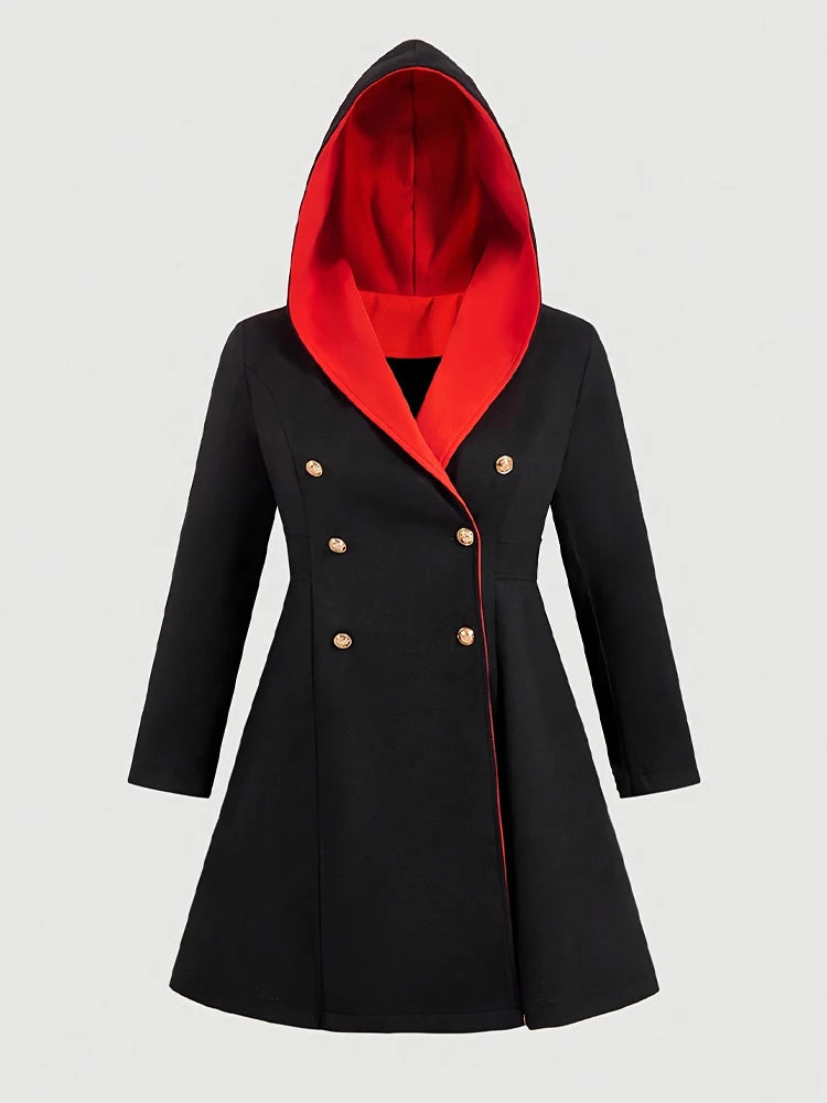 Women’s Jacket Warm Hooded Button-Up Casual