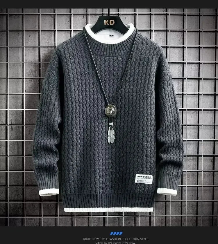 Men’s Sweatshirt Crewneck Pullover Warm Casual Solid Color Autumn