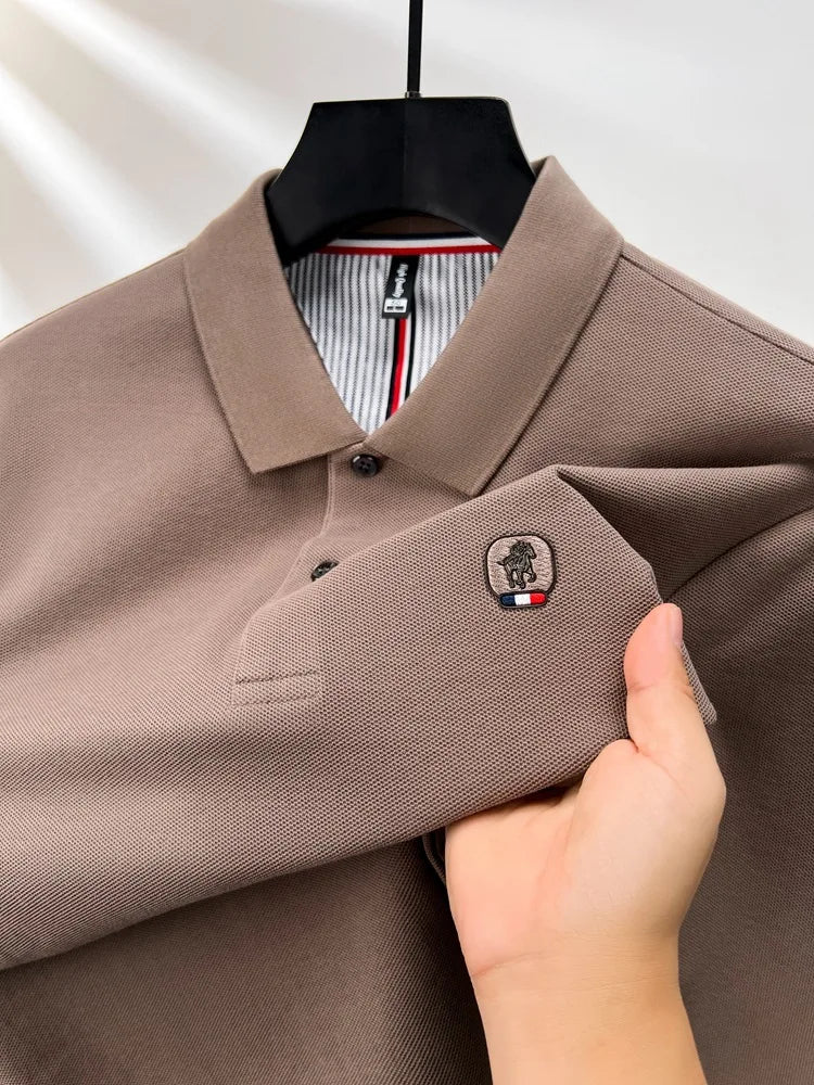 Men’s Polo Shirt Cotton Long Sleeve Business Casual Casual