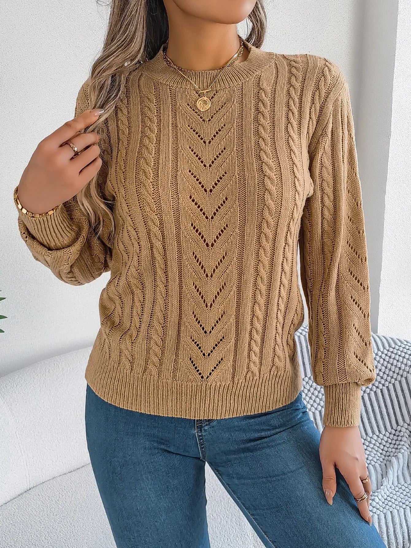Women’s Top Long Sleeve Solid Color Casual Stretchy