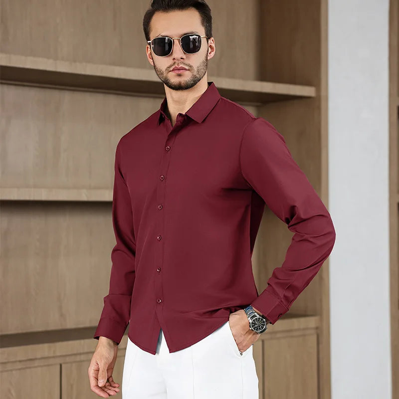 Men’s Shirt Long Sleeve Casual Formal Solid Color