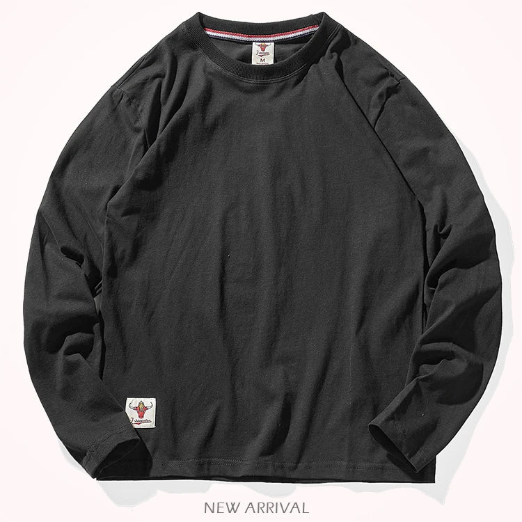 Men’s T-Shirt Long Sleeve Cotton Solid Color