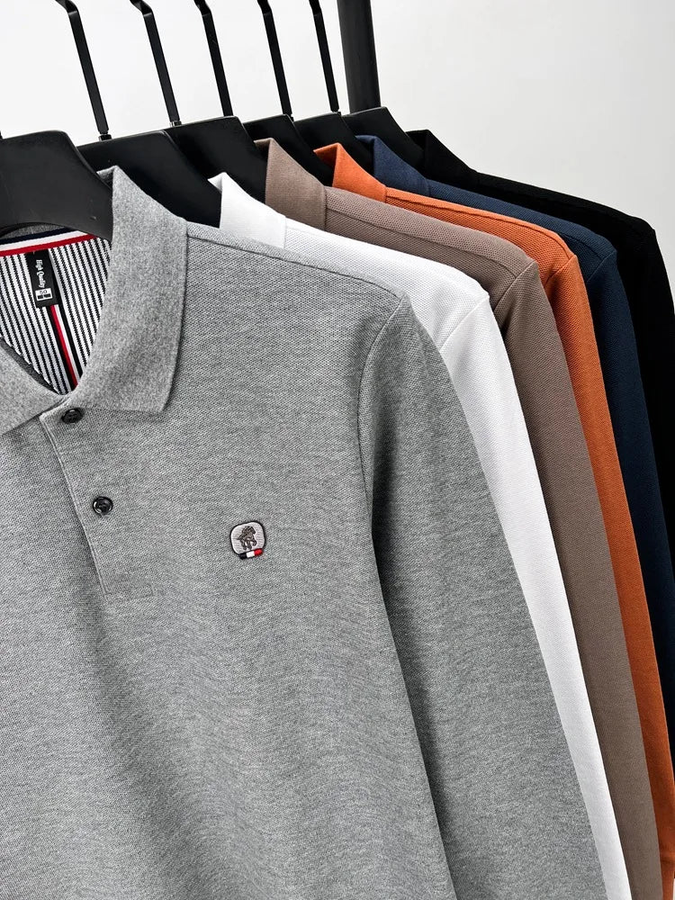 Men’s Polo Shirt Cotton Long Sleeve Business Casual Casual