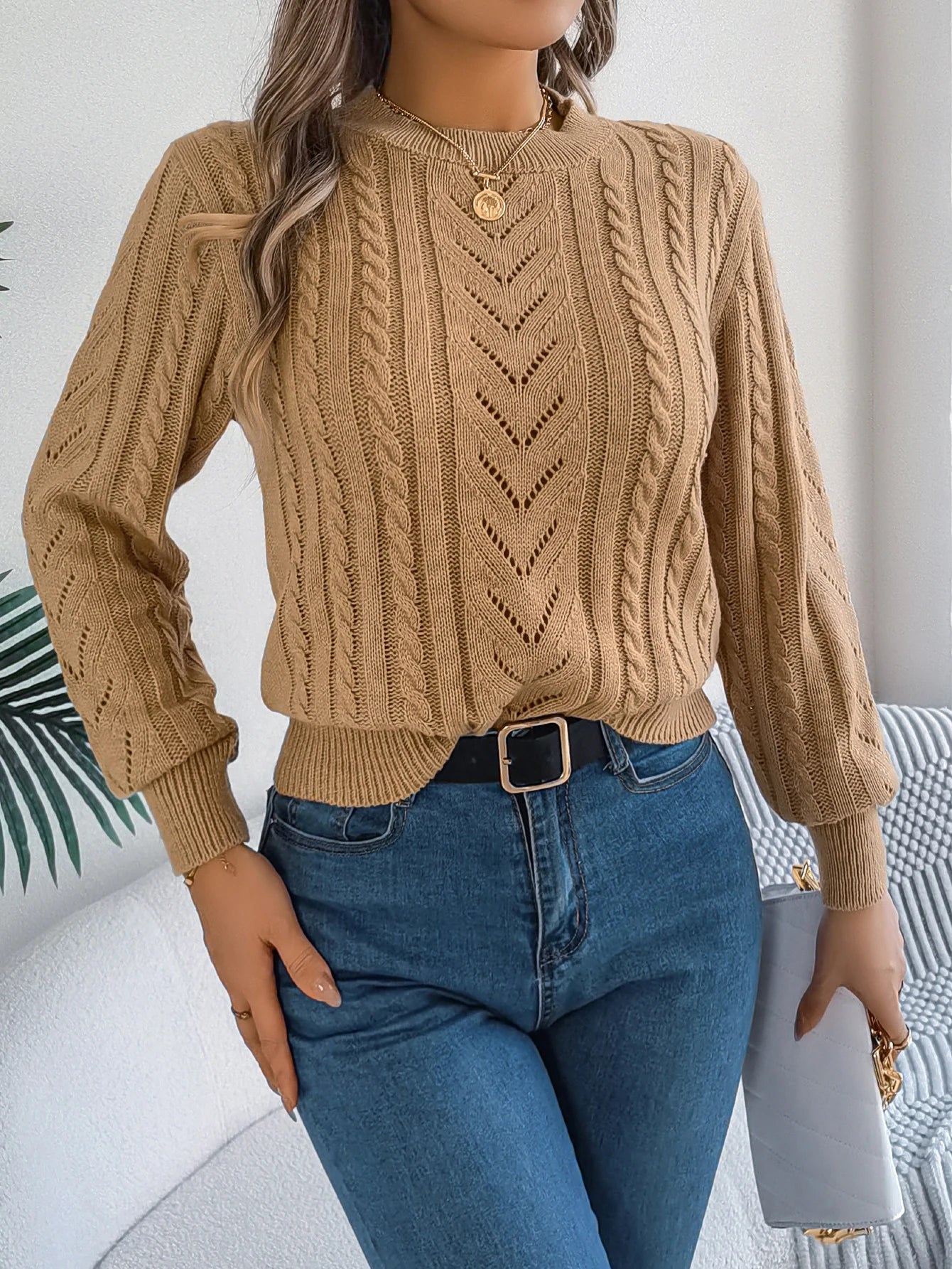 Women’s Top Long Sleeve Solid Color Casual Stretchy