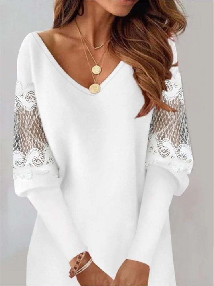 Women’s Dress V-Neck Casual Mini Solid Color