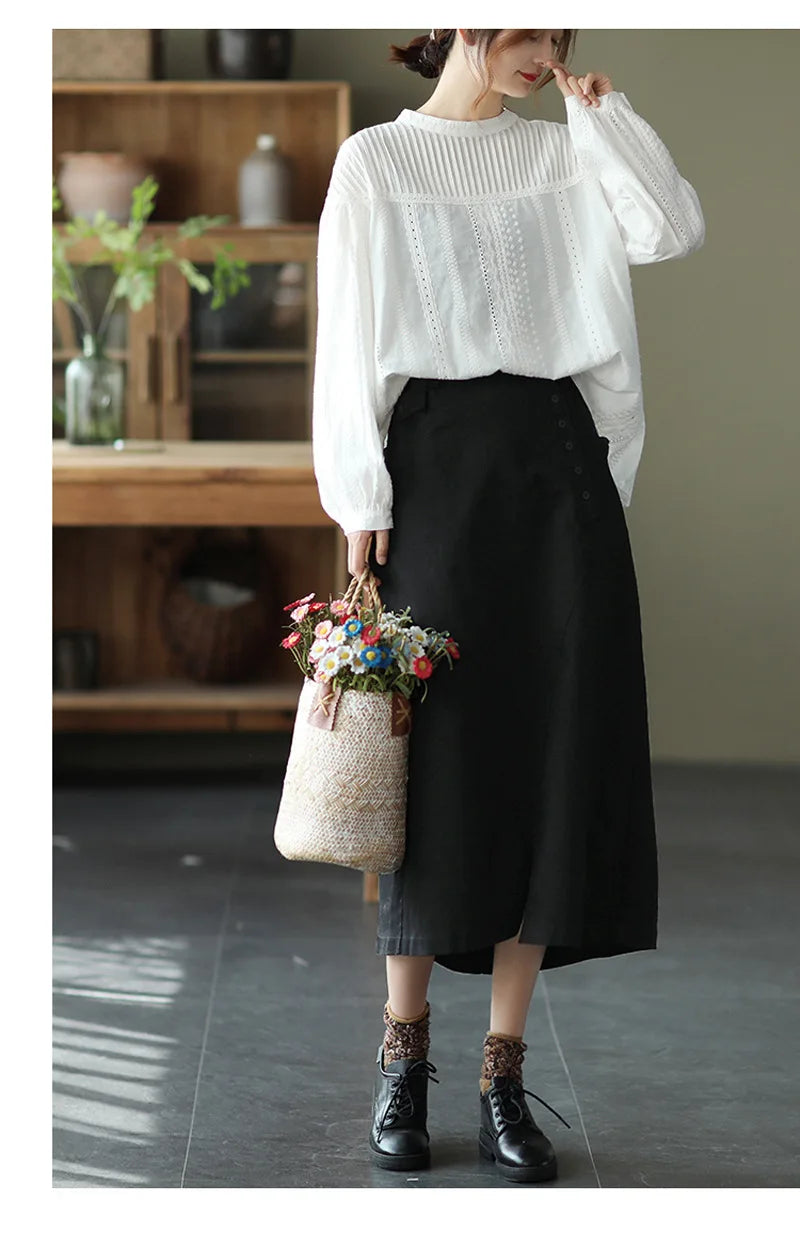 Women’s Top Blouse Long Sleeve Cotton Formal