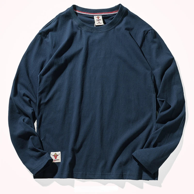 Men’s T-Shirt Long Sleeve Cotton Solid Color