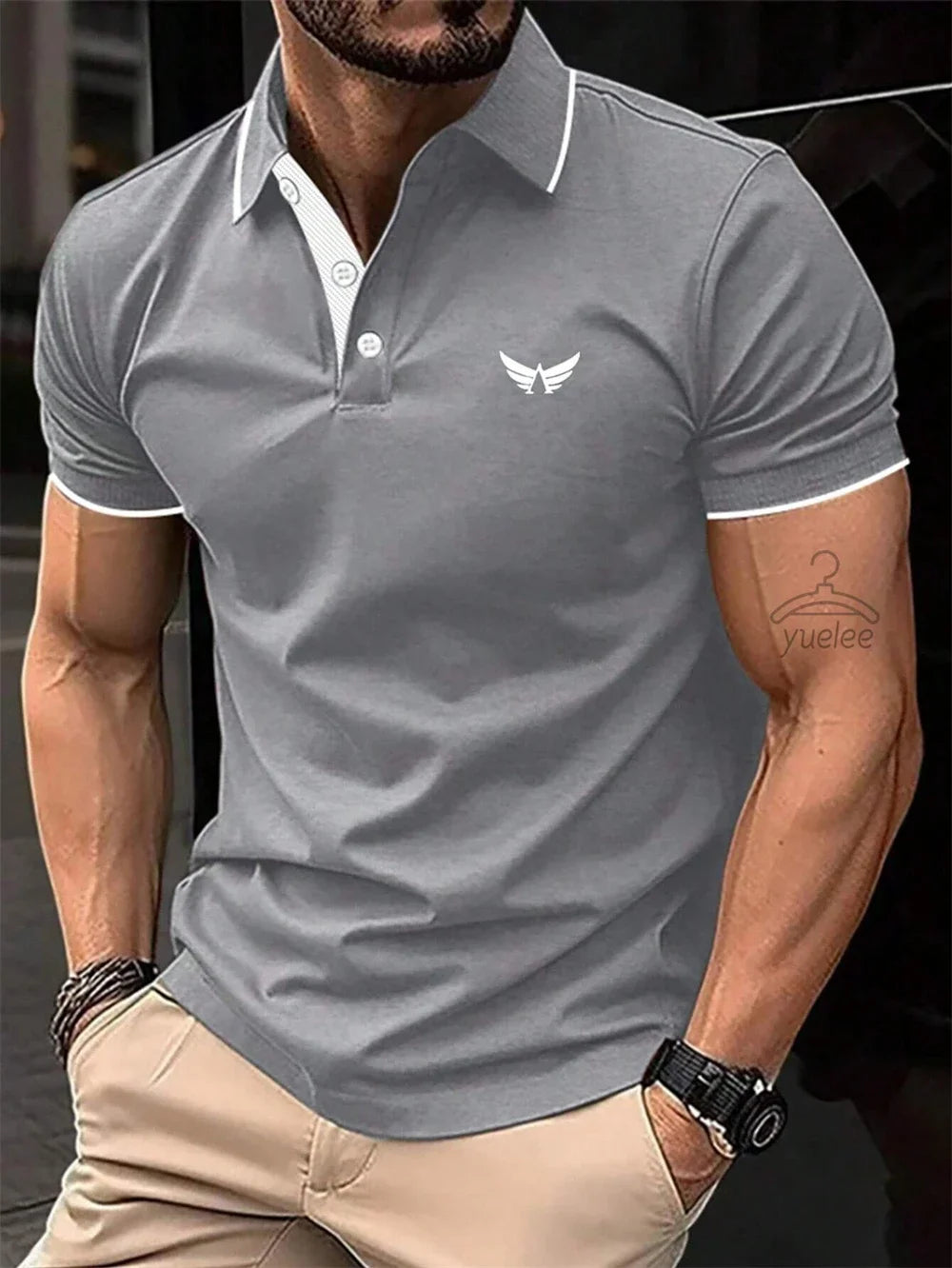 Men’s Polo Shirt Short Sleeve Casual Solid Color Comfort Fit Fashion