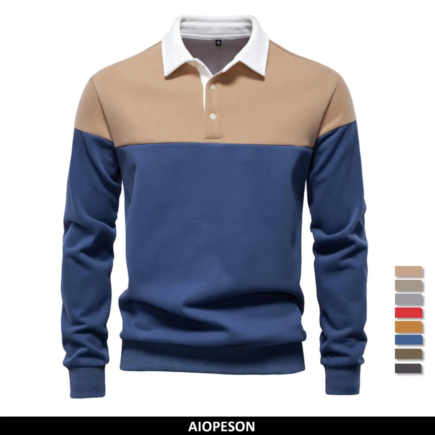 Men’s Polo Shirt Cotton Long Sleeve Business Casual Casual