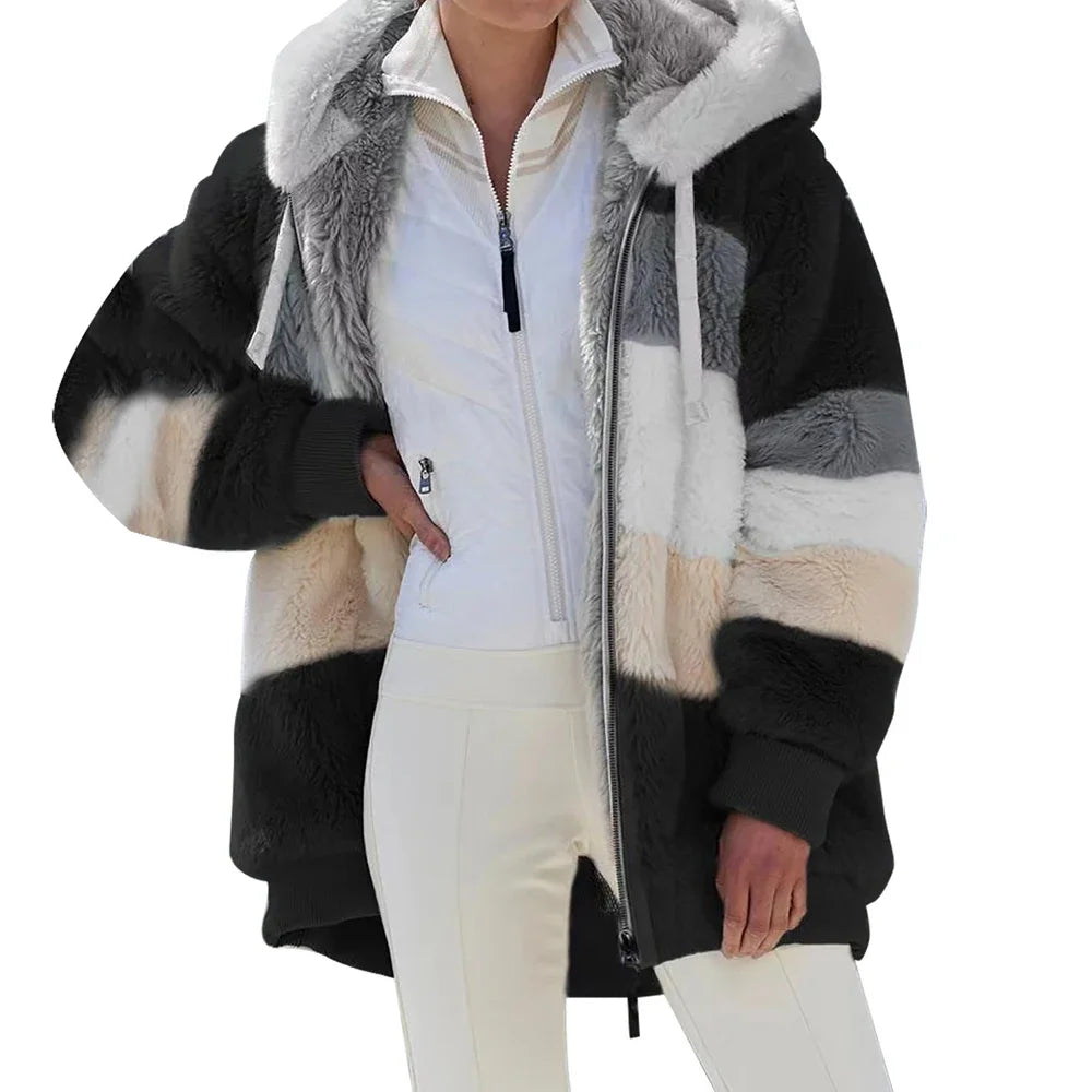 Women’s Jacket Hooded Zip-Up Warm Streetwear