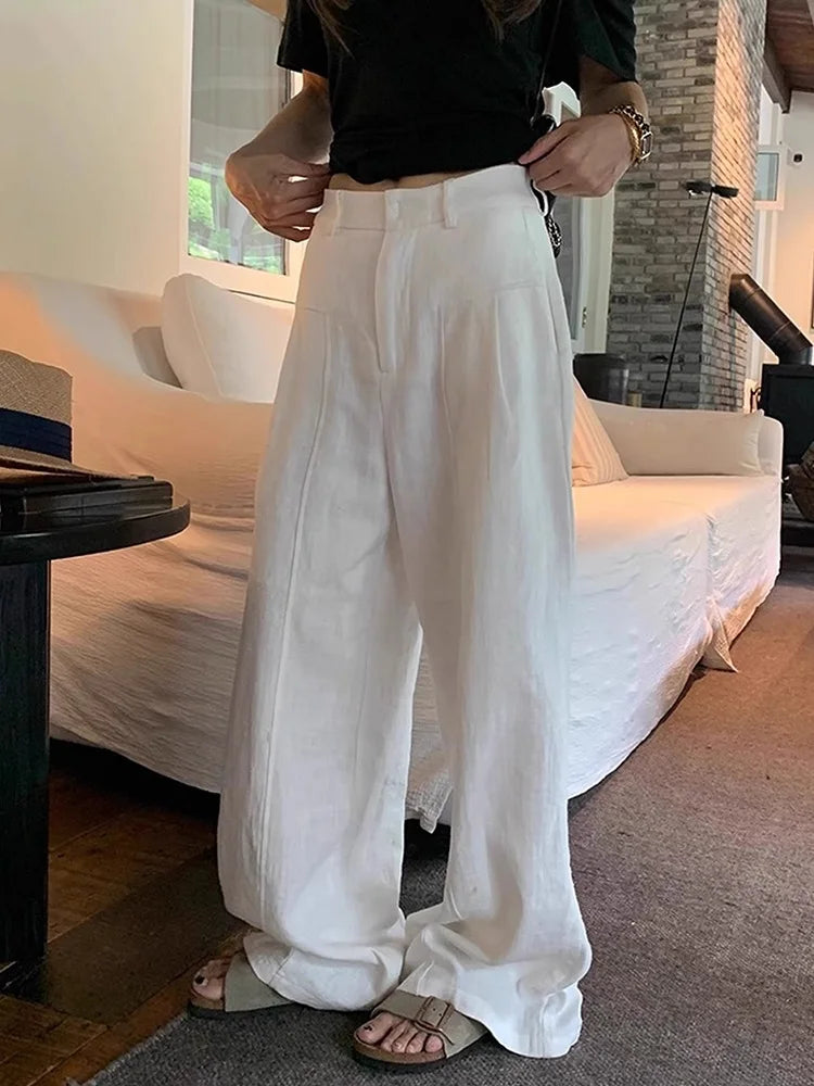 Women’s Trousers High Waist Wide Leg Straight Leg Relaxed Fit