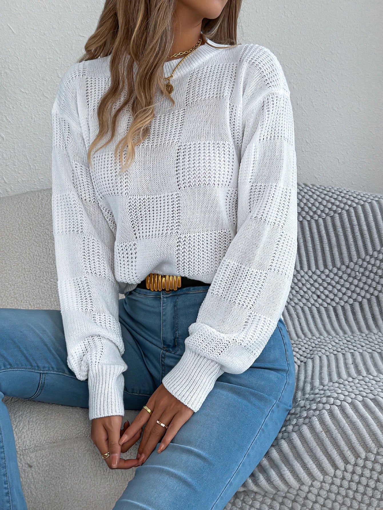 Women’s Top Long Sleeve Solid Color Stretchy Casual