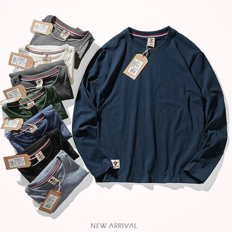 Men’s T-Shirt Long Sleeve Cotton Solid Color